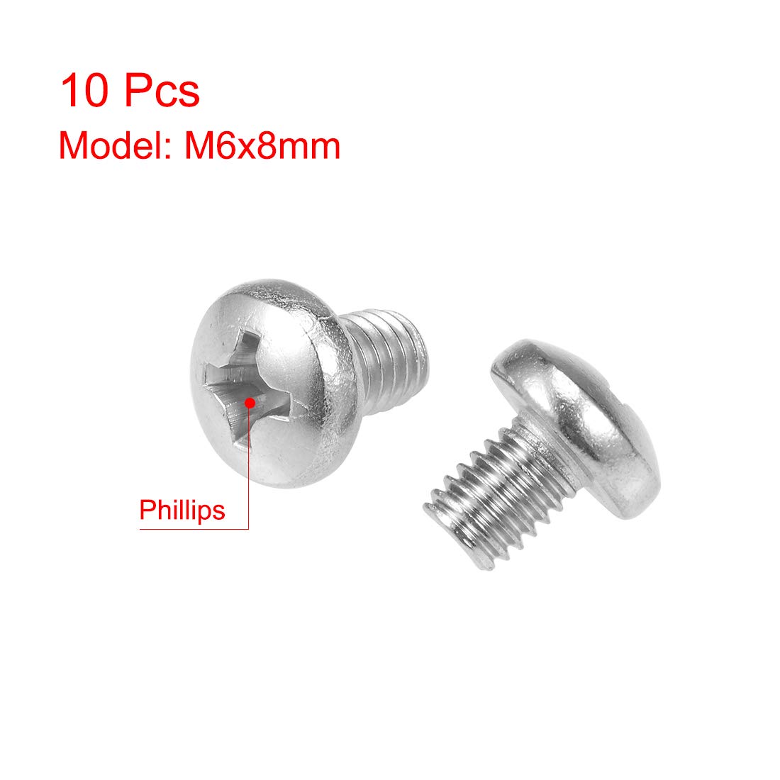 Uxcell M4x8mm Phillips Pan Head Machine Screws - 304 Stainless Steel, 20Pcs Fastener Pack