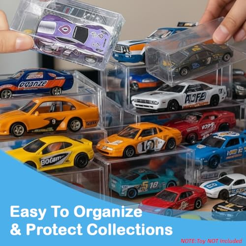 Image of HASTHIP 12Pcs Clear Display Case for 1: 64 Car Model Toy, Foldable PVC Dustproof Storage Box, DIY Car Stand Showcase for Mini Figures Collectibles, 30x40x82mm (Toy NOT Included)