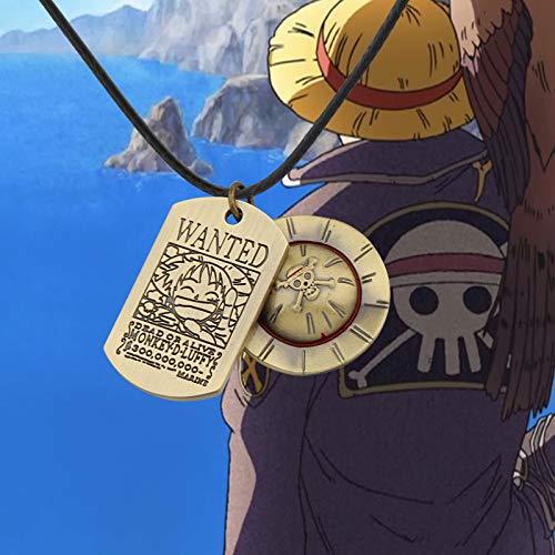 Faadbuk Anime One Piece Jewelry One Piece Luffy Bronze Straw Hat Necklace One Piece Luffy Bronze Straw Hat Keychain One Piece Fans Gift (Luffy Hat Black Rope) #TOP5