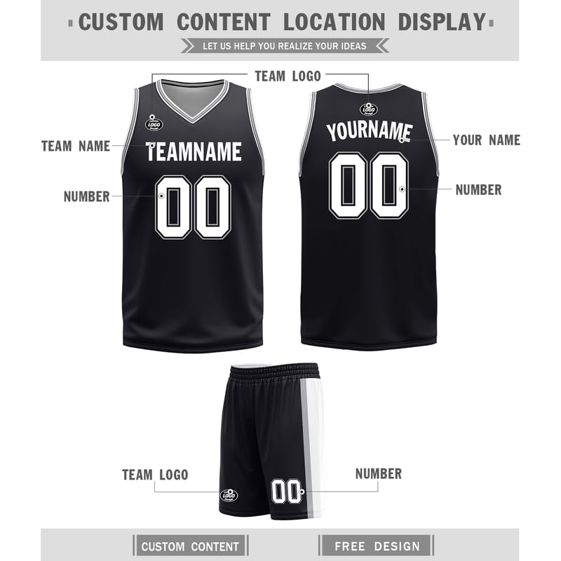 Custom Men's Basketball Jersey Personalized Reversible Basketball Uniform for Kids Youth with Own Name Number Sports Shirts