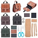 FREEBLOSS 4 Set DIY Leather Bag Kit PU Leather Puese Kit Mini Wallet for Men Women Handmade Wallet Gifts