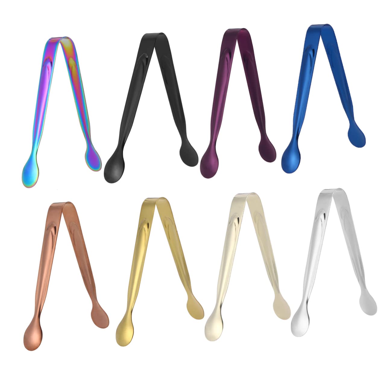 CONGARTENO 6pcs Stainless Steel Ice Tongs Practical Food Cookie Clamp Multi-purpose Mini Tongs for Home/bar