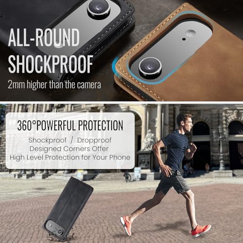 Cracedily for iPhone 17 Air Case, Flip Wallet Leather Case with Card Holder Magnetic Closure Shockproof Kickstand Protective Phone Cases Cover for iPhone 17 Air, Black - image 7