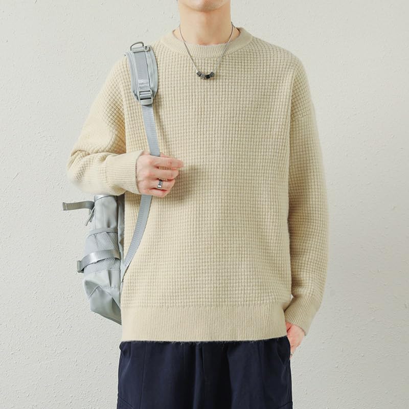 Men's Loose Round Neck Knitted Sweaters for Winter Undershirt3