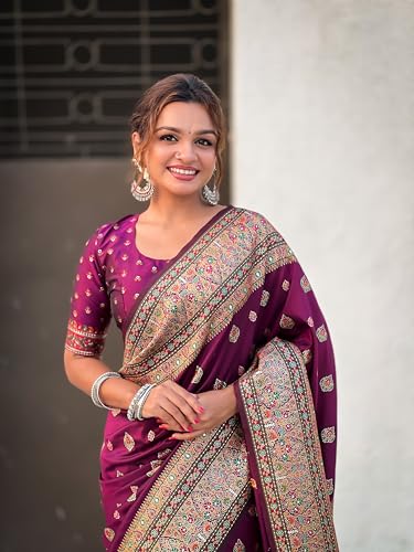 Image of Original Pashmina Kashmiri Silk Zari Woven Saree