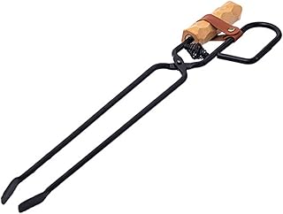 NINOMA 18.5in Fireplace Tongs, Log Claw Tongs with Beech Handle, Iron Fire Pit Tongs Resistance Fire Tongs Firewood Grabber Tool for Outdoor Fire Pit Tools, Fireplace Accessories