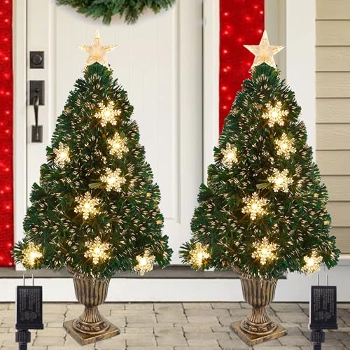 Juegoal 2 Pack Pre-Lit Artificial Christmas Trees, 3 FT Lighted