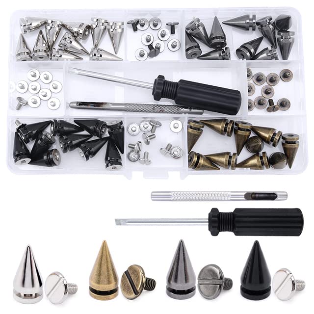 Juego de remaches de botones punk, tachuelas cónicas para ropa, manualidades DIY, remaches de ropa Punk geniales para artesanía de cuero hecha a mano-10-20 color metal