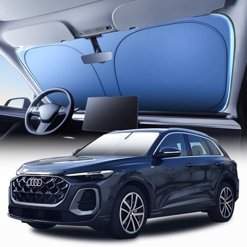 AUTOWOEL Windshield Sun Shade for Fit Audi Q5 2018-2025 Foldable Sunshade with Titanium Silver & Ice...