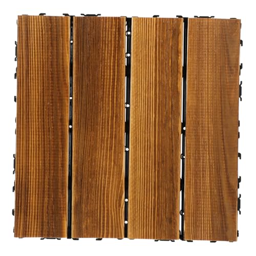 FIXOSHEE Outdoor Wooden Flooring Interlocking Deck Tiles for Balcony Garden Patio Wood Patio Floor Tile Easy Installation and Maintenance