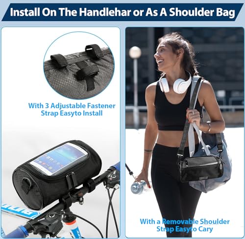Aohcae Fahrrad Lenkertasche Wasserdicht, Lenkertasche Rund Fahrrad Handy Aufbewahrungstasche zum Aufhängen an der Vorderseite des Fahrrads