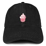 Trendy Apparel Shop Cupcake Patch Brushed Cotton Unstructured Dad Hat - Black