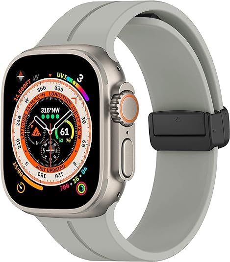 Image of Soft Silicone Sport Band Compatible with Apple Watch Ultra 49mm 45mm 44mm 42mm Magnetic Clasp Adjustable Strap For iWatch Series 10 9 8 7 6 5 4 3 2 1 SE Ultra 2nd gen (Only Strap, No Watch)