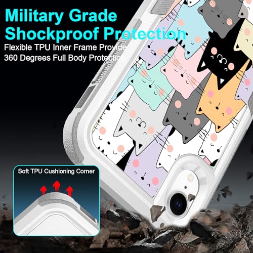 Case for iPhone Xs, Cute Cats Funny Pattern Shock-Absorption Hard PC and Inner Silicone Hybrid Dual Layer Armor Defender Case for Apple iPhone X and iPhone Xs - image 6
