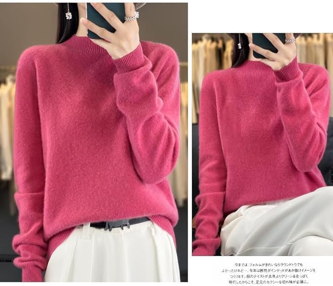 Cashmere Sweaters for Women, 100% Wool Sweaters Crewneck Long Sleeve Lightweight Fall Business Cardigan Sweater2