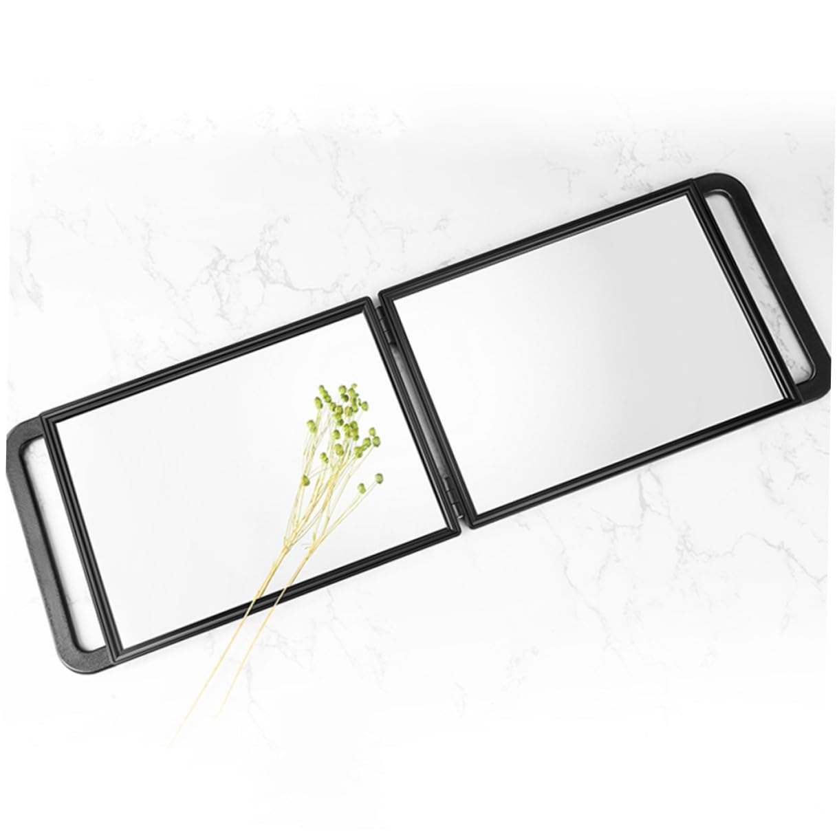ABOOFAN Doppelseitiger Rechteckiger Handspiegel mit Doppelgriff Tragbarer Beauty Mirror für Friseure und Makeup Klappbarer Friseursalon Spiegel für Reisen und Tägliche Pflege