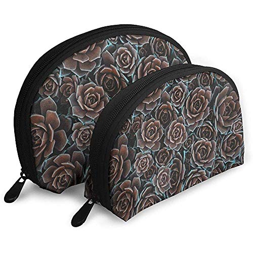 Preisvergleich Produktbild Echeveria Blumen Tragbare Taschen Kosmetiktasche Kulturbeutel, Multifunktions Tragbare Reisetaschen Kleine Make-up Clutch Pouch mit Reißverschluss