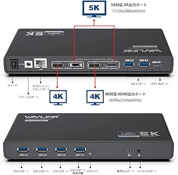 WAVLINK USB-Cドッキングステーション 11-in-1、最大3画面対応 Amazon | WAVLINK11-in-1 USB-Cドッキングステーション、3画面モード