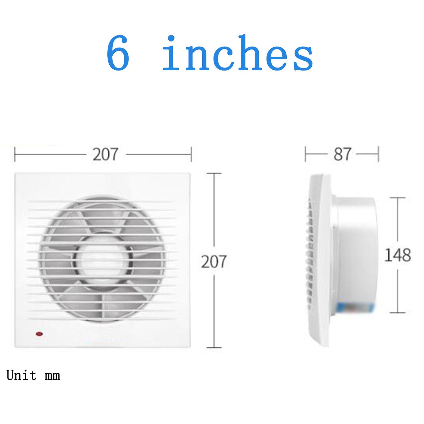 Aspiratore Bagno,180 M³/Ora Estrattore Aria,Calotta in ABS,Ventola Aspirazione Cucina,Funzionamento Silenzioso 35Db,per Lavanderia, Servizi Igienici, Soffitta, Garage,6 Inches