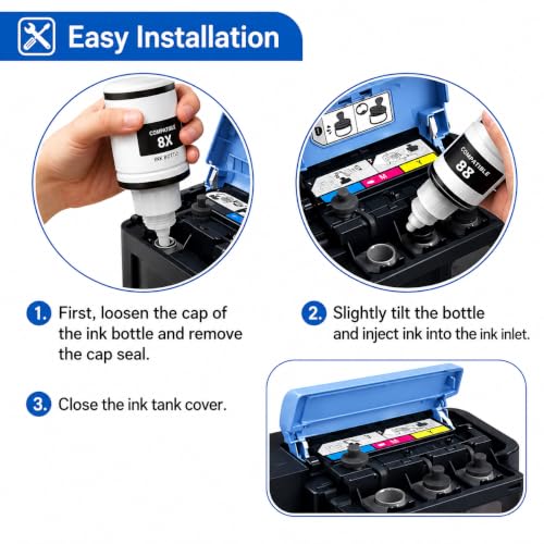 Image of ROHINK GI-790 Series Refill Ink, Compatible with G1000, G1010, G1100, G2000, G2100, G3000, G3010, G3012, G3100, G4000, G4010 Printers (Canon GI 790 Cyan Pack 1)