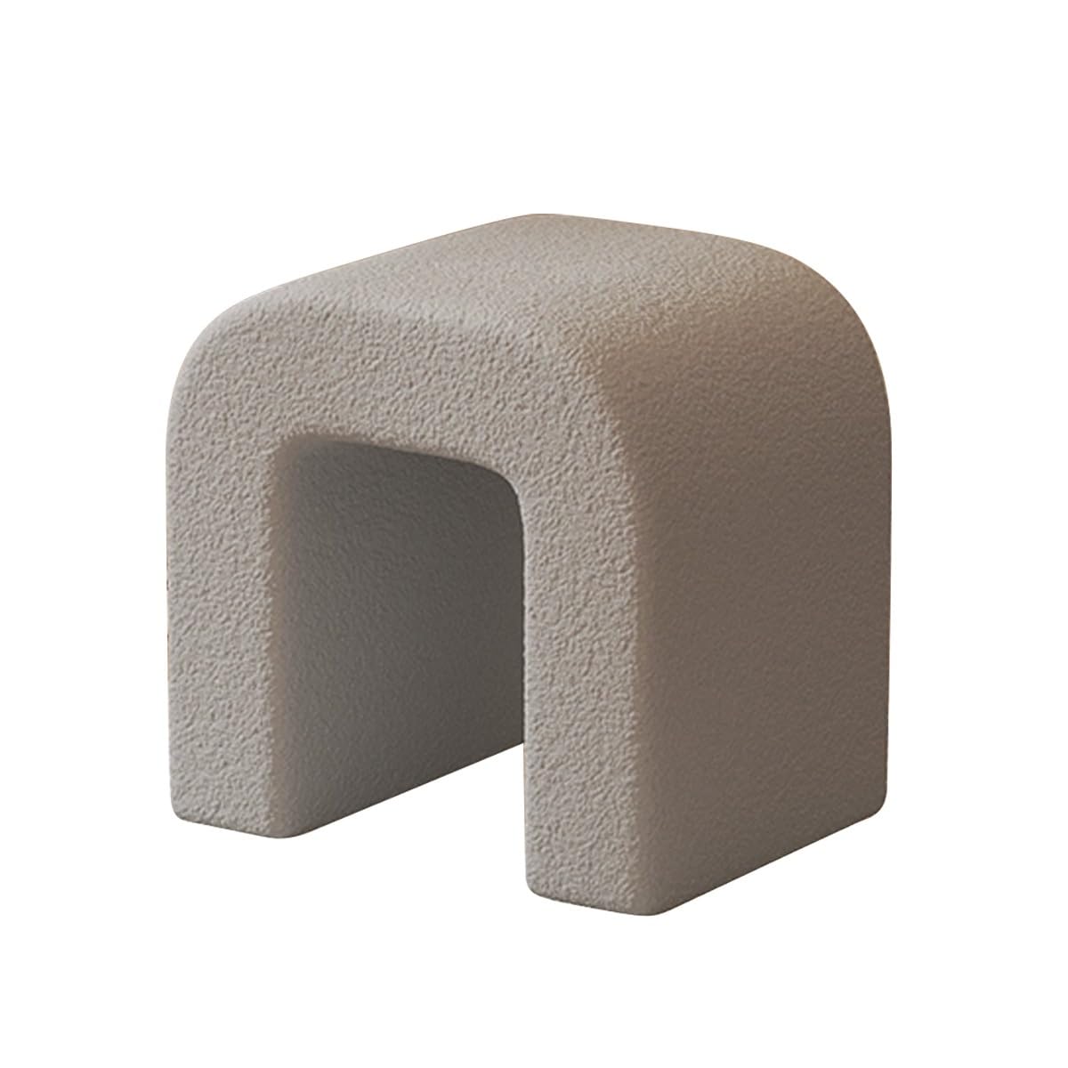 Pouf ottoman moderne et tabouret de maquillage rembourré gris pour salon chic