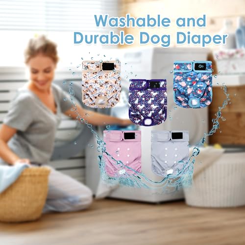 Image of 5Pack Female Dog Diapers Washable,Reusable Diaper for Doggie,Highly Absorbent Dog Diaper,Adjustable Leakproof Puppy Diapers Skirt for Heat,Incontinence,Period Doggy Nappies