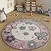 Paco Home Tappeto per Bambini Rotondo XXL 180 cm Ø 160 cm Ø 120 cm Ø Fiori Farfalla Rosa Crema, Dimensione:Ø 160 cm Tondo