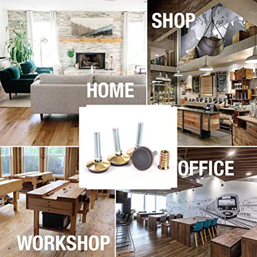 8 Pack Swivel Furniture Levelers - Adjustable Leveling Legs Glide,1.35\" Diameter Base, 3/8\"-16 Thread, for Tables Chairs Cabinets (Brass Color)
