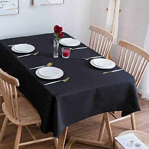 LWSS Nappe Rectangulaire Solide Noir HôTel FêTe De Mariage Nappe CarréE Table à Manger Et Couverture De Table Basse 140 * 220cm Cover