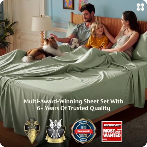 Image of Bedsure PureWoven 100% Rayon Derived from Bamboo, Queen Sheets, 4 Pieces