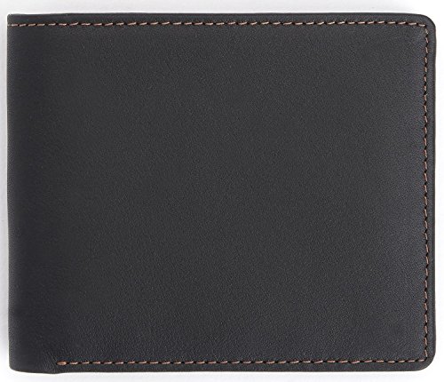 ROYCE Men's RFID Blocking Bifold Wallet, Black/Tan, One Size