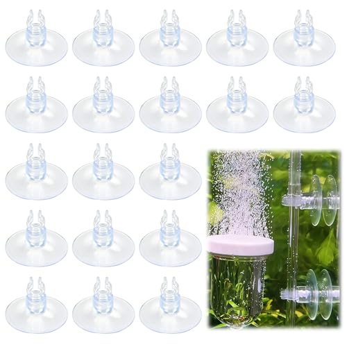 HAVIRI Ventouse Aquarium, 20 PCS Transparente 5mm avec Clips Petite Ventouse pour Aquarium Tube et Accessoires Ventouses de Fixation pour Pompe à Air et...