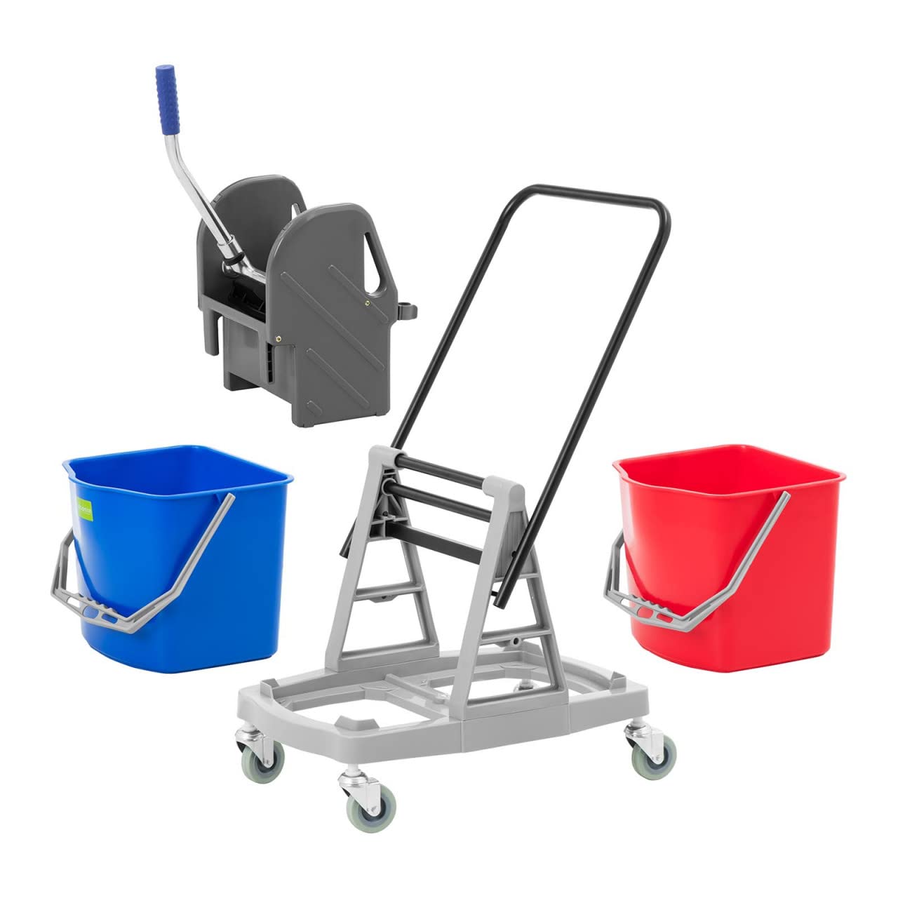 UNICLEAN TWO34 Reinigungswagen 2 Eimer 2 x 17 L Putzwagen Reinigungswagen mit Presse Putzwagen mit Presse Putzwagen professionell
