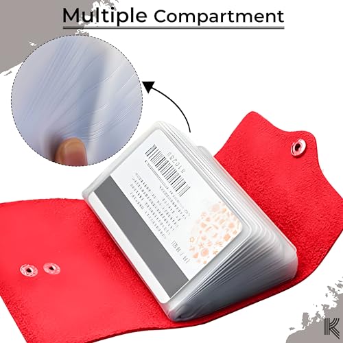 Image of Kraptick Card Holder Wallet for Men & Women - Credit Card Holder Organizer Multi Slot Card Case Wallet Compact Visiting Card Holder Slim Pocket Card Organizer for Daily Use & Travel (Dark Red)
