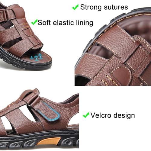 Mens l Anti Slip Breathable Casual Beach Fisherman l Men's Trekking Shoes Slip on Open Toe Slipper Dual Use for Outdoor Beach Walking Driving4
