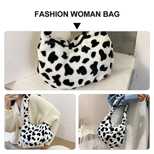 Amosfun Bolsa de Pelúcia Nas Axilas Bolsa Com Estampa de Vacas Nas Axilas Bolsa de Falsa Bolsa de Om