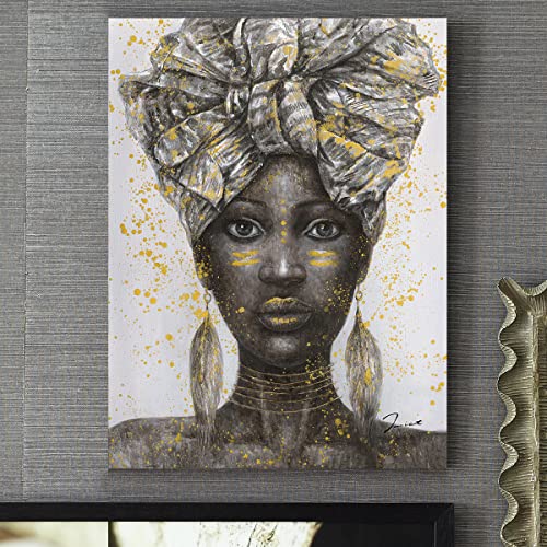 Yidepot African American Women Wall Art: African American Wall Pictures For Bedroom Women Abstract Wall Art Wrapped Easy To Hang (24"X32"X1 Panel) #TOP7