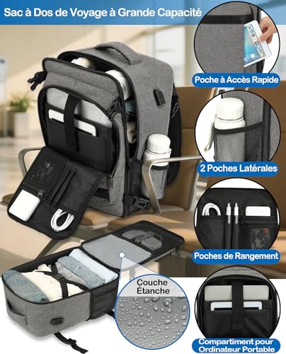 Sac Cabine Easyjet 45X36X20 : KLOSTAIN Sac à Dos Voyage Cabine Avion 45x36x20 pour Easyjet 30L ... – Image 4