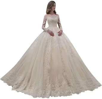 VCCICANY Off The Shoulder Wedding Dresses with Long Sleeves A Line Lace ...