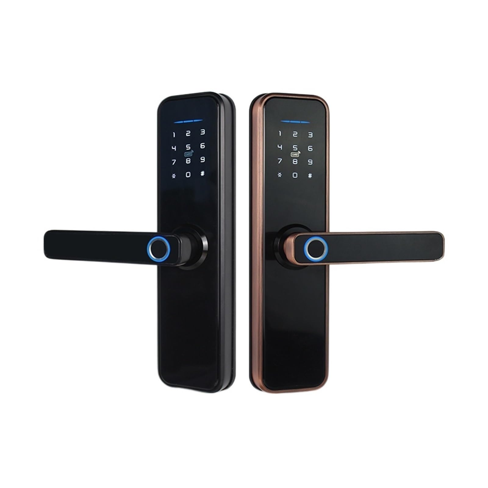 Serrure de porte biométrique WiFi Tuya Smart Life en bronze, modèle gauche avec latch 60-70mm