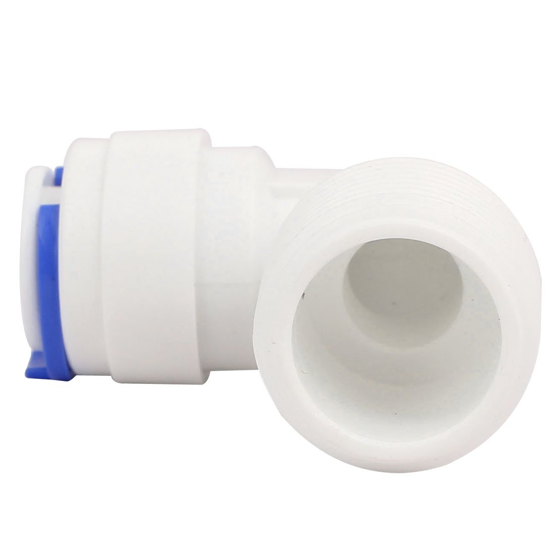 Aexit 10 Raccordi A Gomito 1/4" X 3/8" A Innesto Rapido - Per Tubi Filtro Acqua, RO, Colore Bianco/Blu - 2