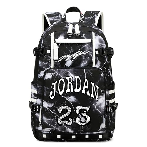 buluuoor Basketball Star 23 Athletes Laptop Backpack Student Backpack Men Women Ultra Light Travel Bag (Black and White1)
