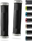 AARON MTB Fahrradgriffe, sportliche Lenkergriffe aus rutschfestem Gummi, Weiße Lock-On Gel Griffe mit Lenkerendkappen für Mountainbike, Trekkingrad, E-Bike, Crossbike, Fixie u.v.m.