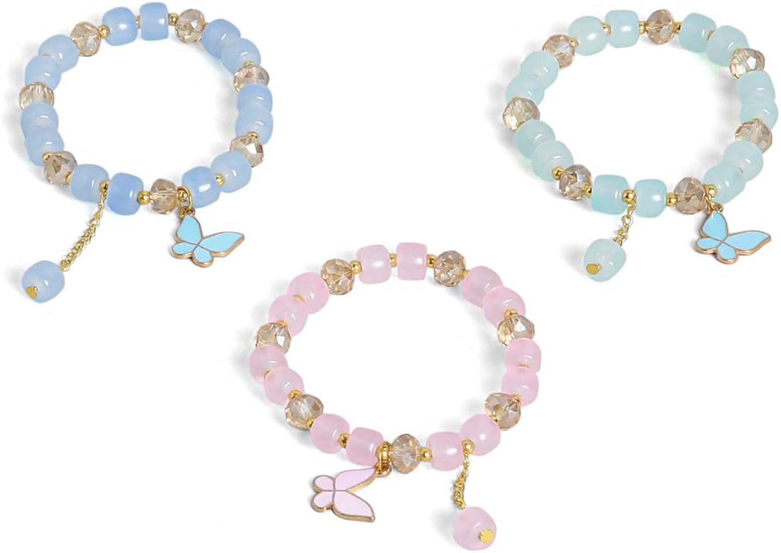 Buy El Regalo 3PCs Butterfly Crystal Beads Tassel Bracelet Combo With Cute  Enamel Butterfly Charms for Girls/Teens/Women (Option-1) at Amazon.in