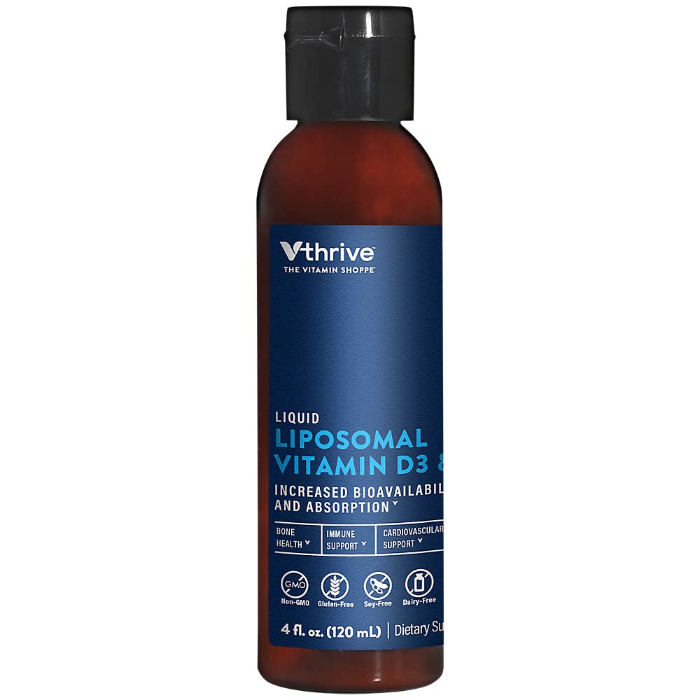 Vthrive Liquid Liposomal Vitamin D3 & K2 - Supports Immune, Cardiovascular, & Bone Health - Orange (4 fl. oz.)