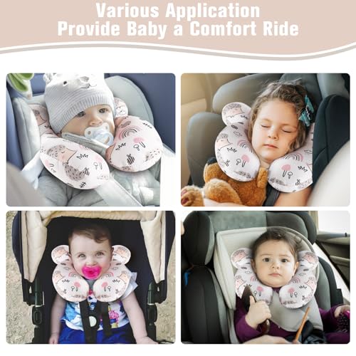 Image of vocheer Baby Travel Pillow(Upgraded), Head and Neck Support Pillow for Pushchair, Car Seat, Stroller, Bouncer, Cotton(Hedgehog)