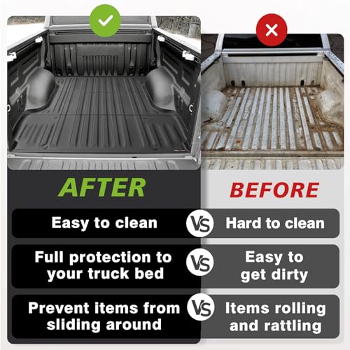 Image of TripleAliners Truck Mat Compatible with 2007-2021 Toyota Tundra 5.5FT Accessories, Truck Bed Mat Heavy Duty Custom Fit All Weather Protection TPE Pickup Liner