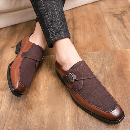 Dress Oxford Formal Shoes for Men Monk French Leather Outdoor Slip On Plain Toe Non Slip Rubber Sole Low Top Shoe for Casual Wedding Party Prom3