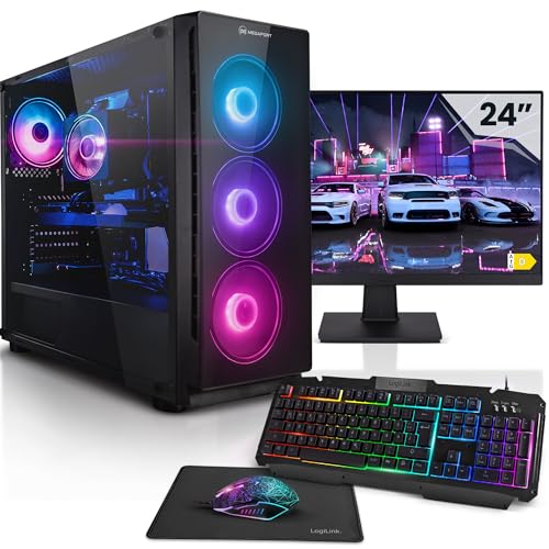 Megaport Komplett Set Gaming PC Hydra AMD Ryzen 7 5800X • 24' Monitor • Windows 11 • GeForce RTX4060 8GB • 32GB DDR4 • 1000GB M.2 SSD • WLAN • Tastatur • Maus Gaming komplettpaket