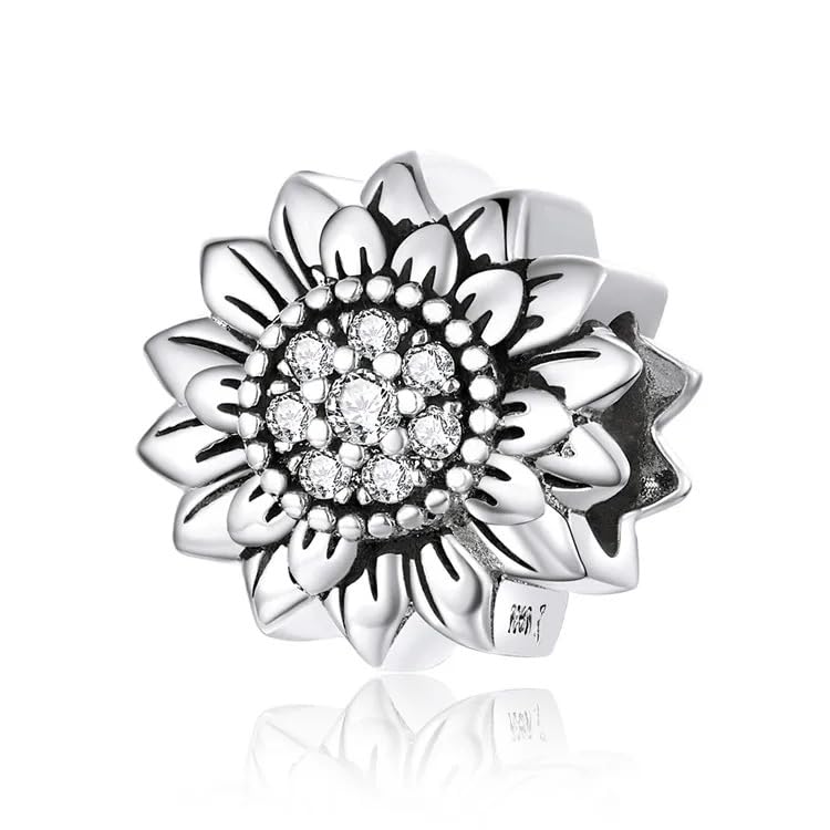 Abalorio de girasol en plata de ley 925 compatible con Pandora